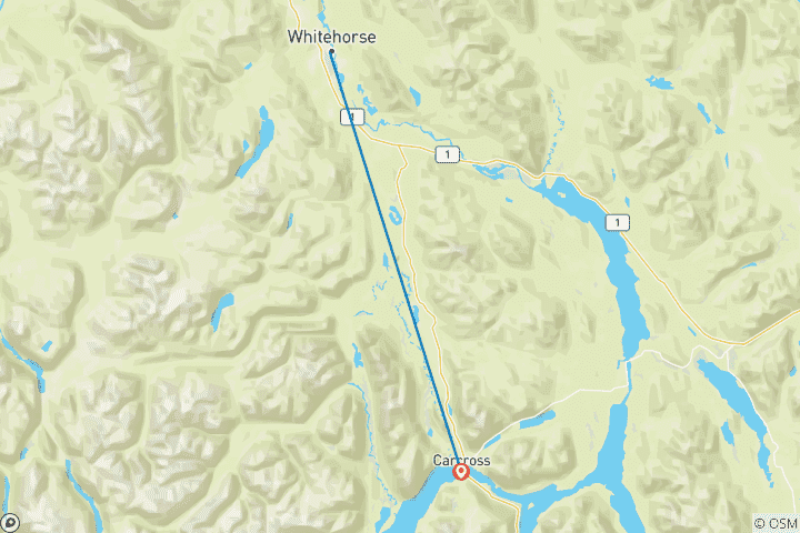 Map of Yukon Winter at the Lake 5-day Northern Lights & Dogsled Adventure