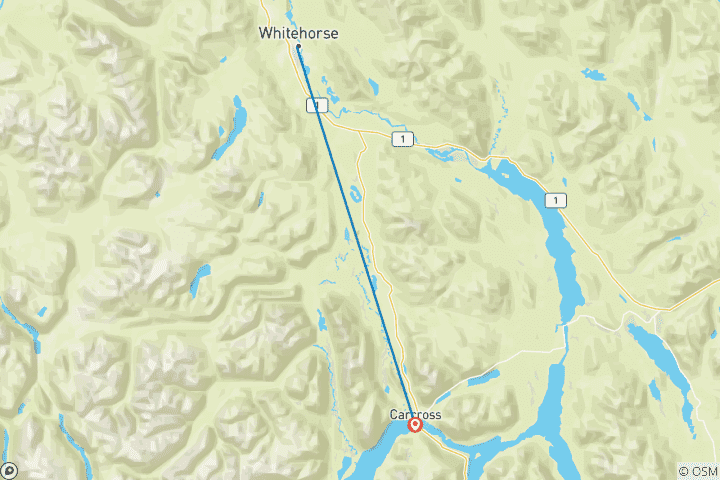 Map of Yukon Winter at the Lake 5-day Northern Lights & Dogsled Adventure