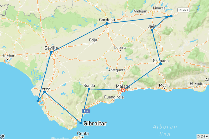 Map of Spain Andalusia with Gibraltar