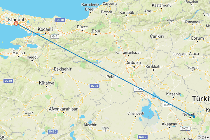 Kaart van 6-daagse privé engelenvakantie in TURKIJE Eén steen, twee vogels! (Volledig Begeleid)
