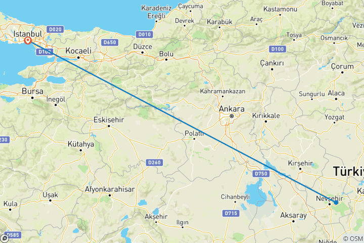 Karte von 6 Tager Engels-Urlaub in der Türkei Ein Stein zwei Vögel (Kleingruppenreise mit Begleitung)