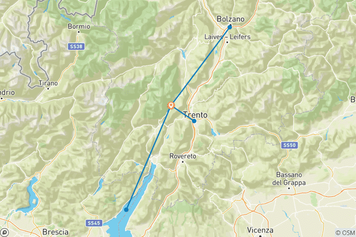 Map of Dolomites by Train - 8 days