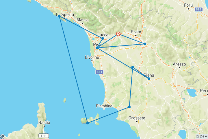 Map of Totally Tuscany - 8 days