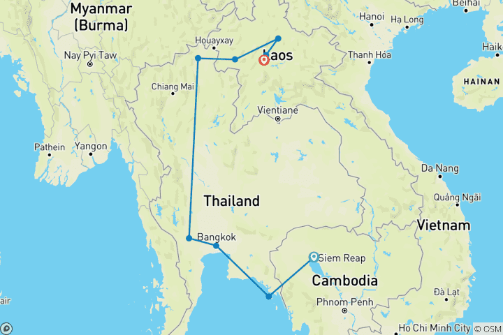 Map of Geluxe: Southeast Asia: Bangkok, Laos & The Cardamom Mountains