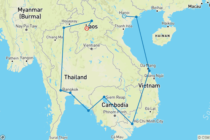 Map of Geluxe: Southeast Asia Immersion: Vietnam, Cambodia, Thailand & Laos