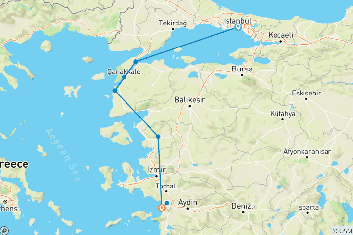 Map of Trooper Tour - Istanbul to Ephesus 3Days