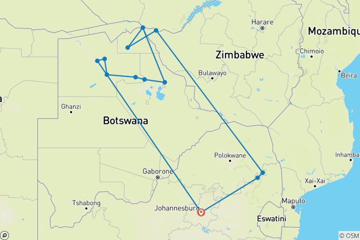 Map of Premium Southern Africa in Depth Safari