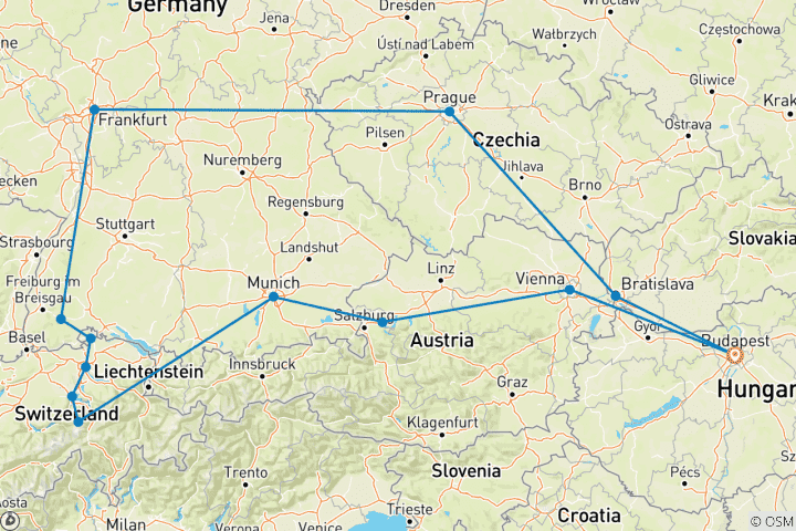 Map of 7-Day Budapest: Central Europe Highlights