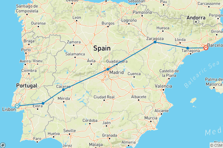 Map of 7 DAYS ACROSS THE IBERIAN WONDERS