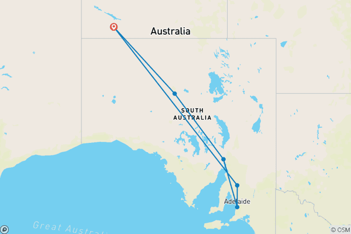Map of Outback Explorer: Uluru to Adelaide (Small Group, Short Break)