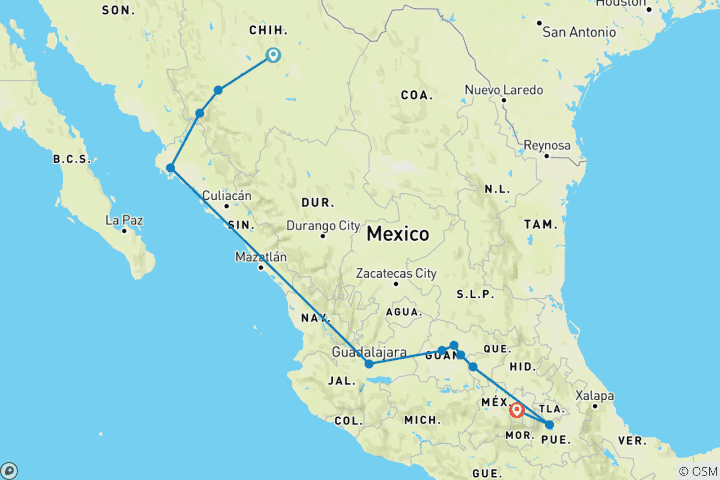 Map of Northern Trails and Colonial Mexico