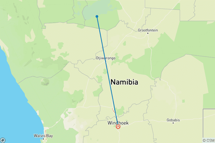 Map of 3-Day Etosha Safari Big Five Wildlife Experience