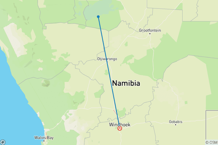 Map of 3-Day Etosha Wildlife Safari