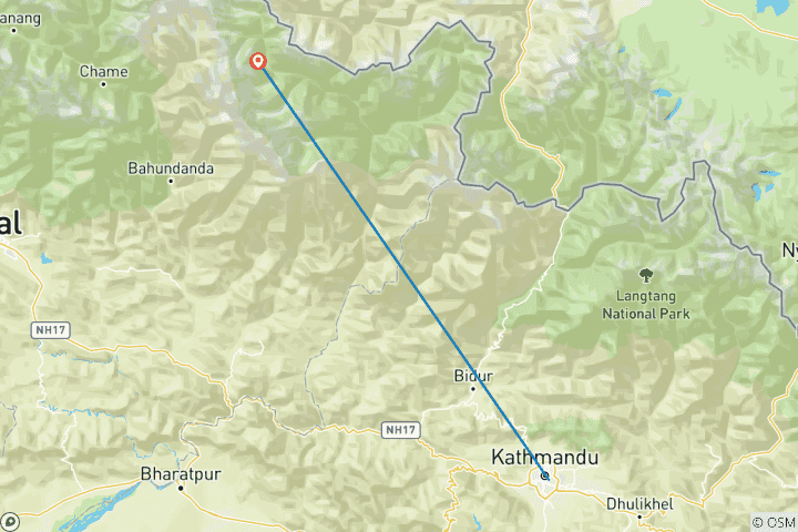 Map of Manaslu and Tsum Valley Trek