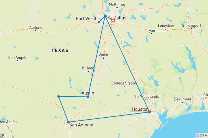 Map of Texas Road Trip: From Honky Tonks to Ranch Nights