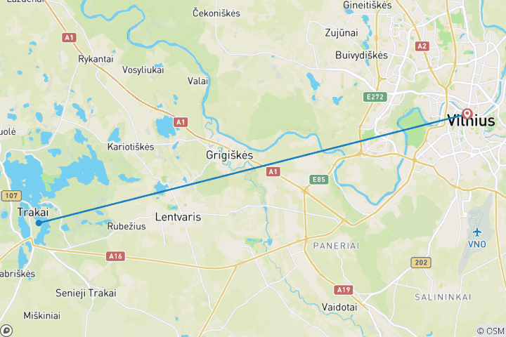 Mapa de 5 días en Vilna, Lituania, incluido un día en la isla de Trakai