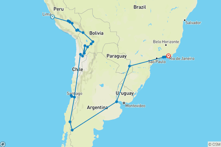 Mapa de Descubrir Sudamérica: de Lima a Río de Janeiro