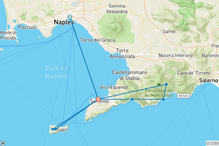 Carte du circuit Entre Sorrente et Amalfi : Un voyage à travers les couleurs de la Méditerranée