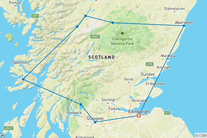 Karte von 8 Tage Schottland kompakt