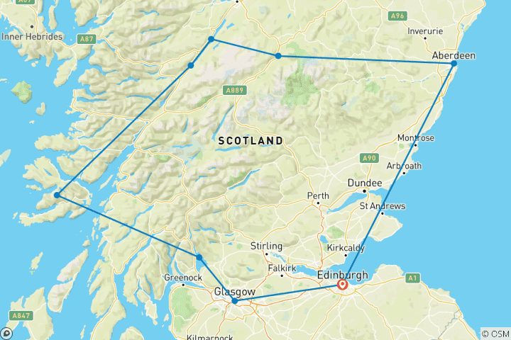 Karte von 8 Tage Schottland kompakt