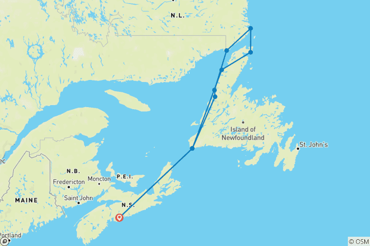 Map of Newfoundland & Labrador's Battle Harbour & Northern Peninsula