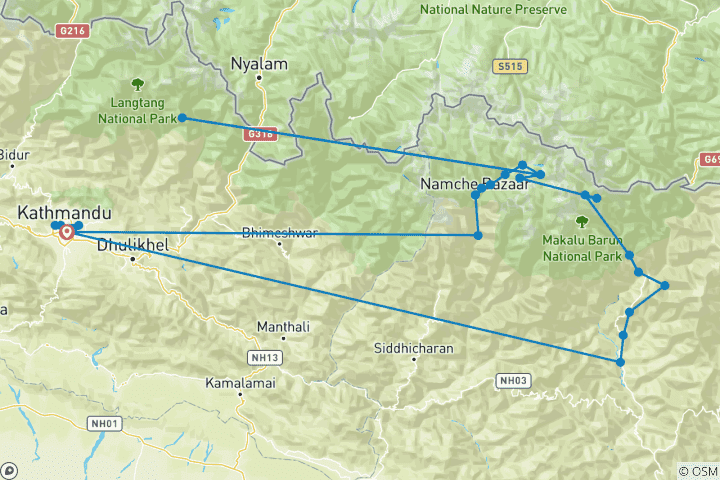 Carte du circuit Trek du col de Sherpani