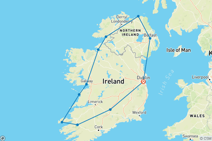 Karte von 10 Tage Irland - Die grüne Insel entdecken