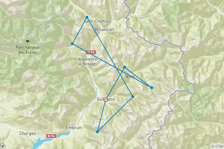 Carte du circuit Vacances de ski de fond dans les Alpes françaises