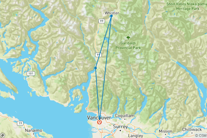 Map of Sea-to-Sky Winter Escape