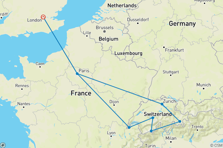 Map of Glacier Express: 2 Weeks - Self Guided Rail Tour