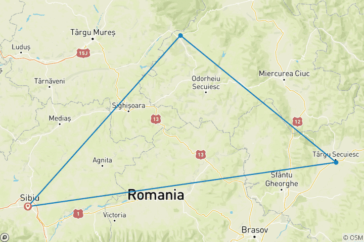 Map of Hiking on the Via Transilvanica in TERRA SICULORUM