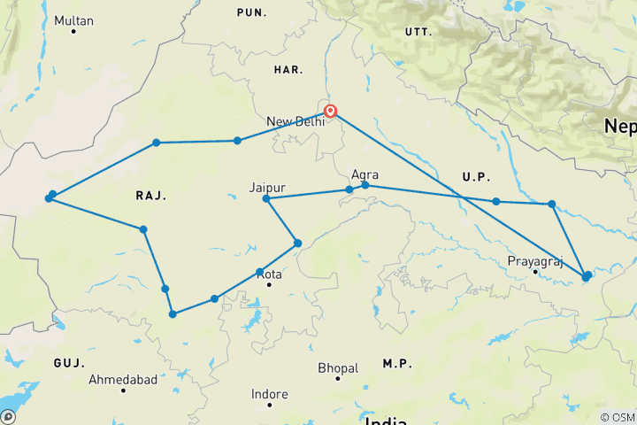 Karte von Nordindien Mystik und Maharadschas Reise