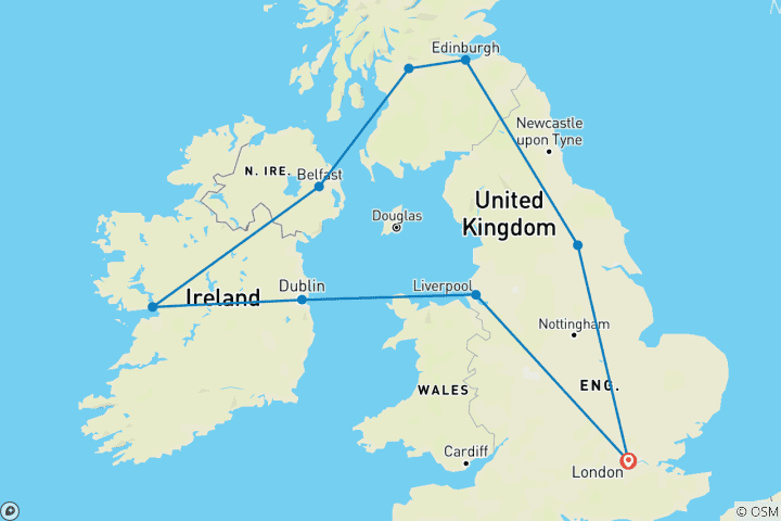 Map of Best of the UK & Ireland - Self Guided Rail Tour