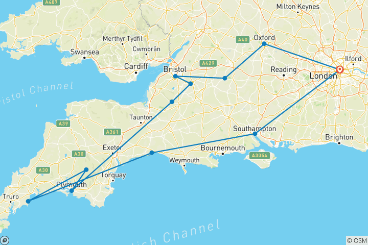 Map of Classic South England 8 Days