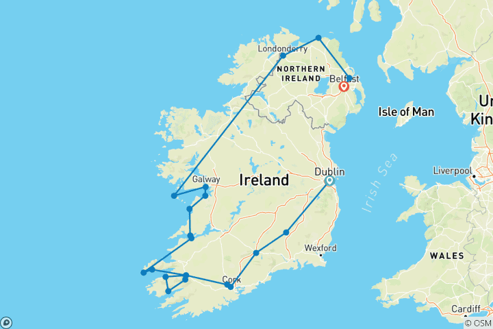 Mapa de Carreteras rurales de Irlanda - Premium (Grupo pequeño, Finales de Belfast)