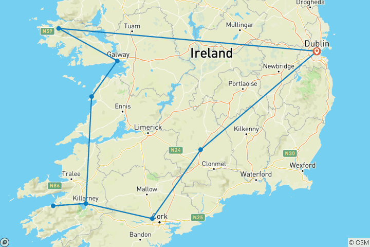 Carte du circuit Elégance irlandaise - Premium (Classic)