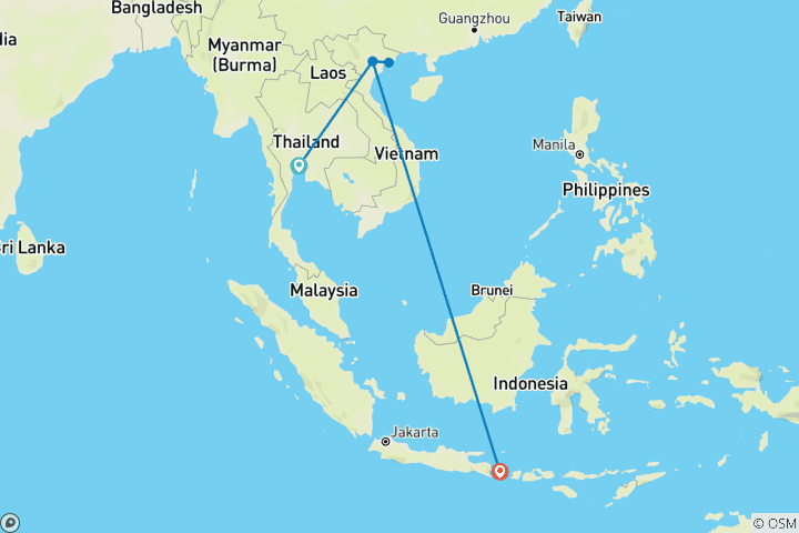 Mapa de Explorando el Sudeste Asiático: Aventura en Bangkok, Vietnam y Bali