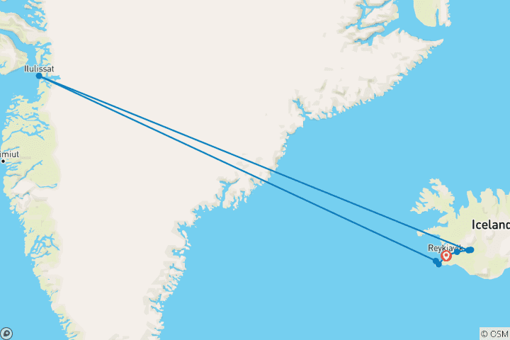 Map of Iceland & Greenland Explorer (4 Star) - 8 days