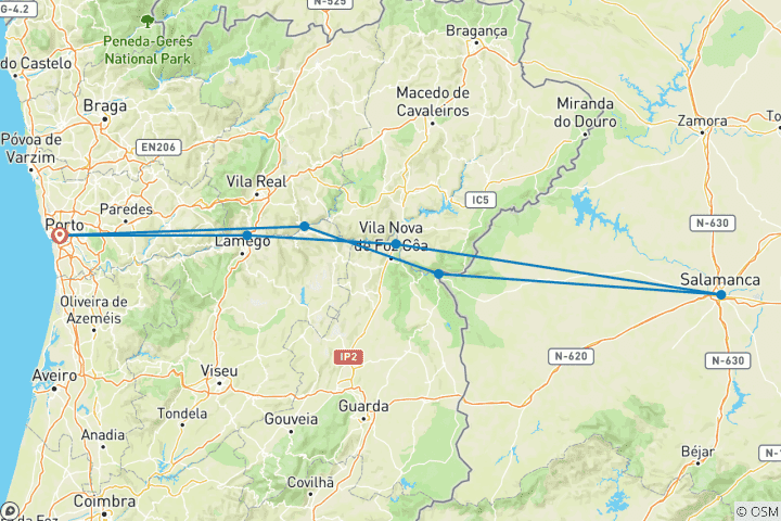 Carte du circuit Secrets du Douro