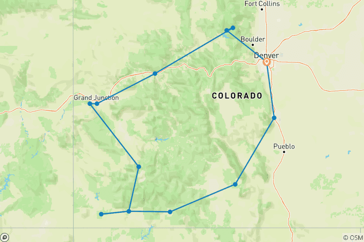 Carte du circuit Explorateur du Colorado sauvage - 8 jours