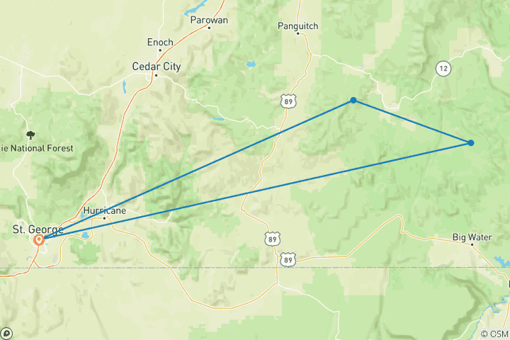 Map of Utah's Canyons of the Escalante - 7 days