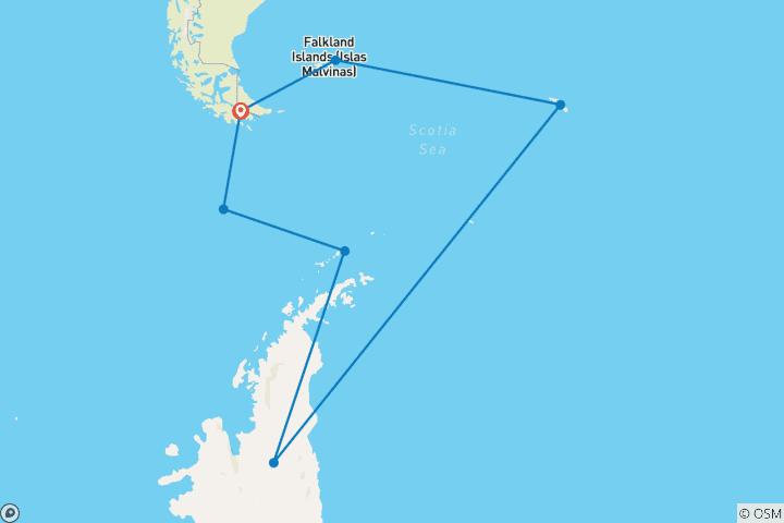 Map of Falklands, South Georgia and Antarctica - M/V Ocean Victory