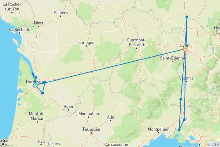 Map of Iconic France 2026 - 21 Days (13 destinations)