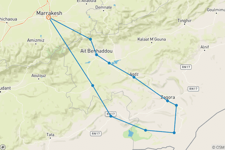 Carte du circuit Circuit de luxe à Erg Chegaga (3 jours)