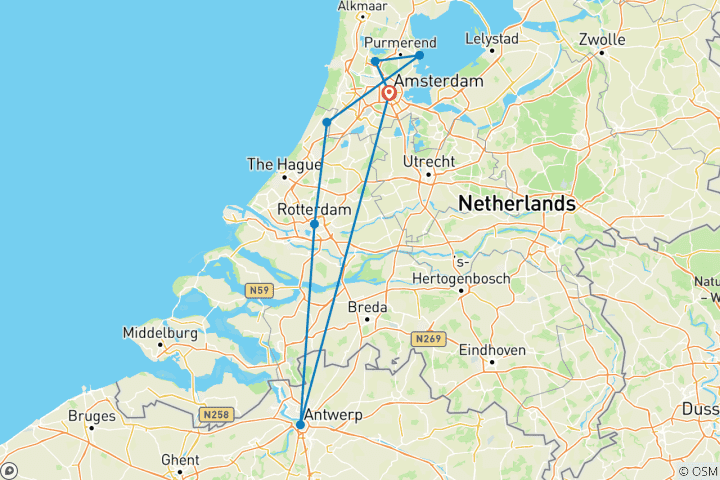 Map of Springtime in Holland (port-to-port cruise) - FRANCE