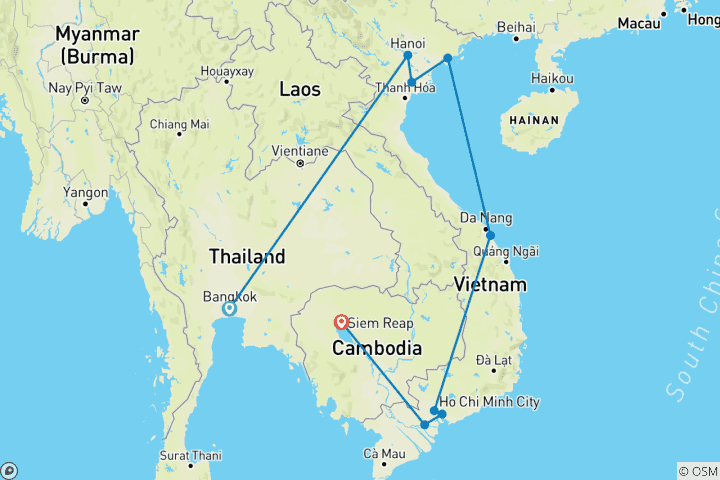 Map of Immerse Yourself in Thailand Vietnam Cambodia Tour in 17 Days