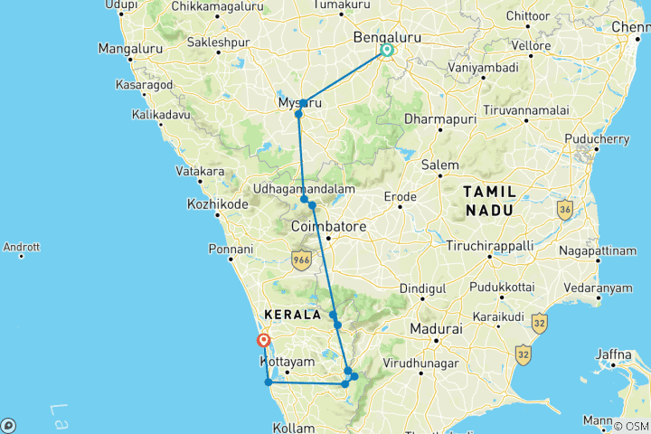 Kaart van Betoverende heuvels in Zuid-India