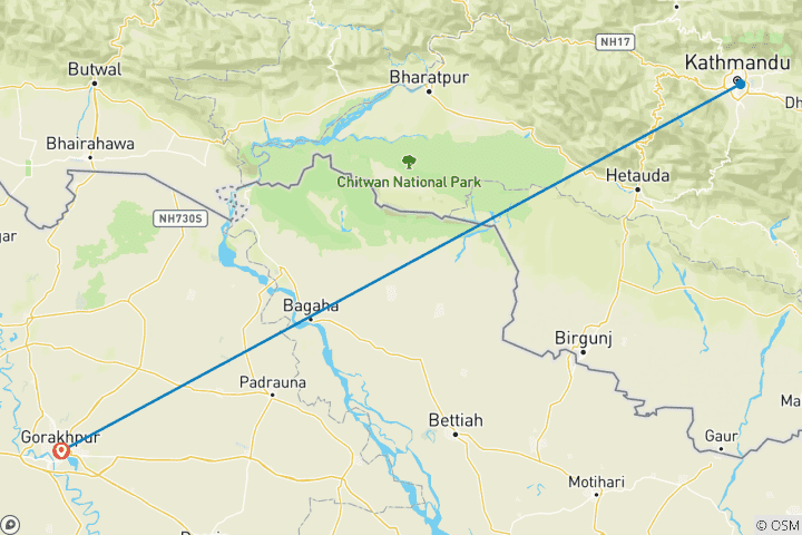 Map of Gorakhpur To Kathmandu To Gorakhpur