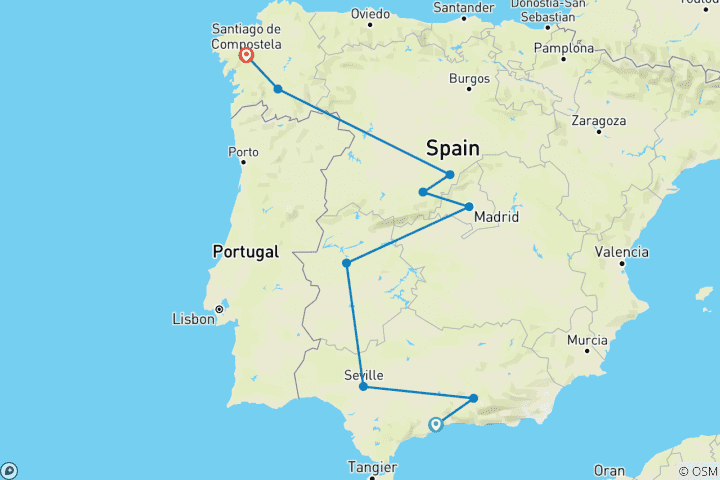 Map of Best of Spain Premium Group Tour | 2 Weeks