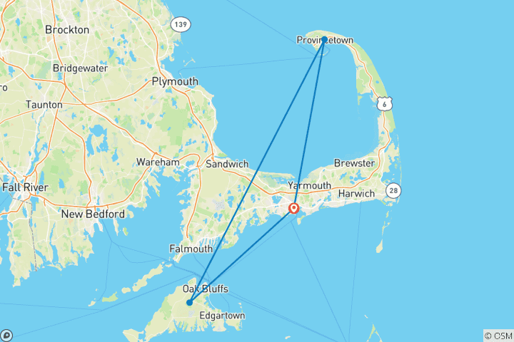 Map of Escape to Cape Cod & Martha's Vineyard